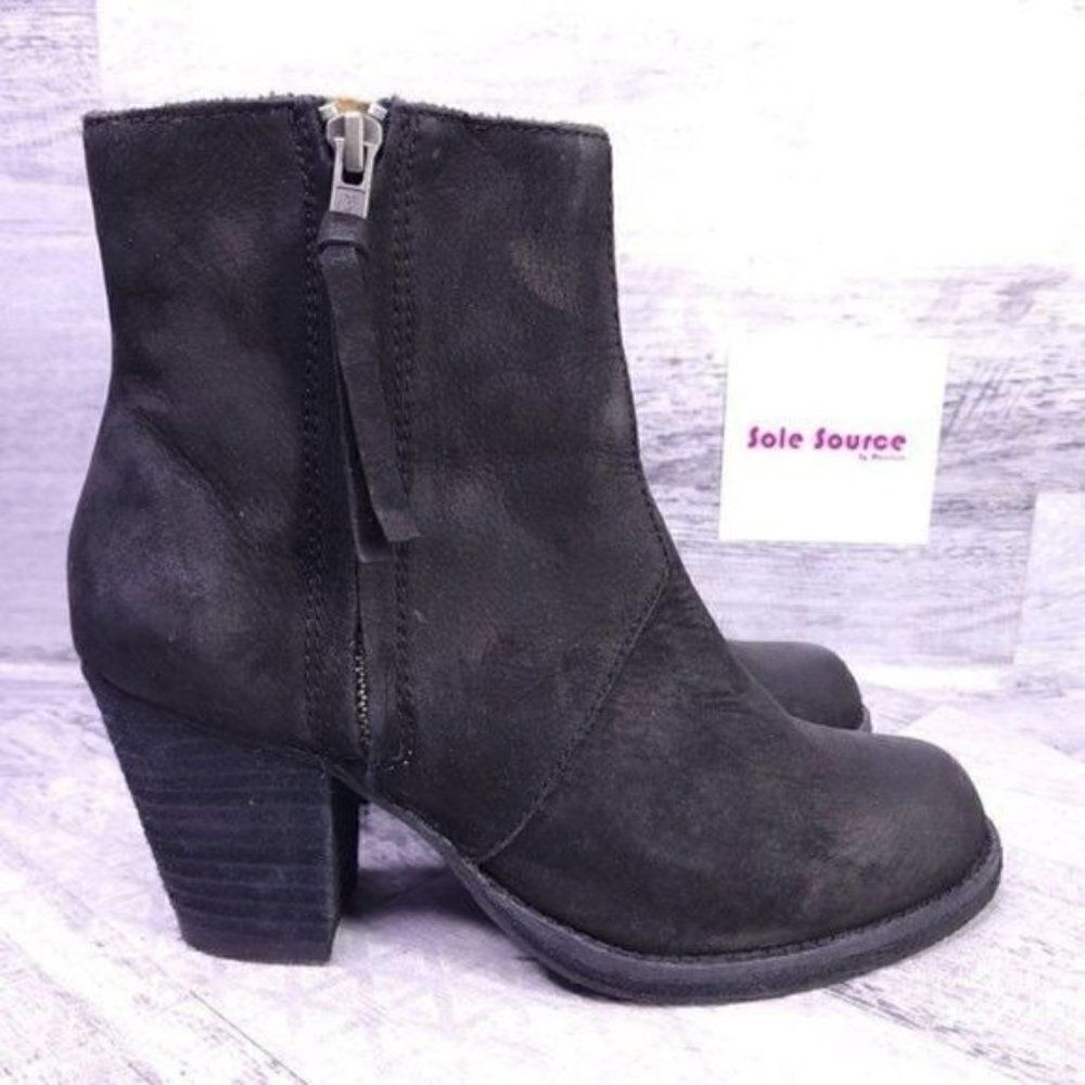 Steve Madden Paradoxx Leather Heeled Ankle Boot Black Women's sz 7